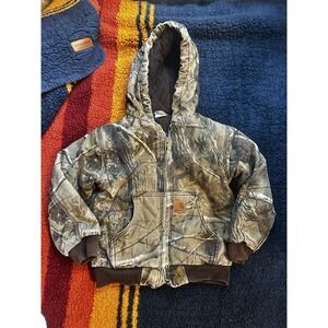 Carhartt REAL TREE Camo J130 Duck Cotton Active Jacket Size 7 Kids Boys Girls M